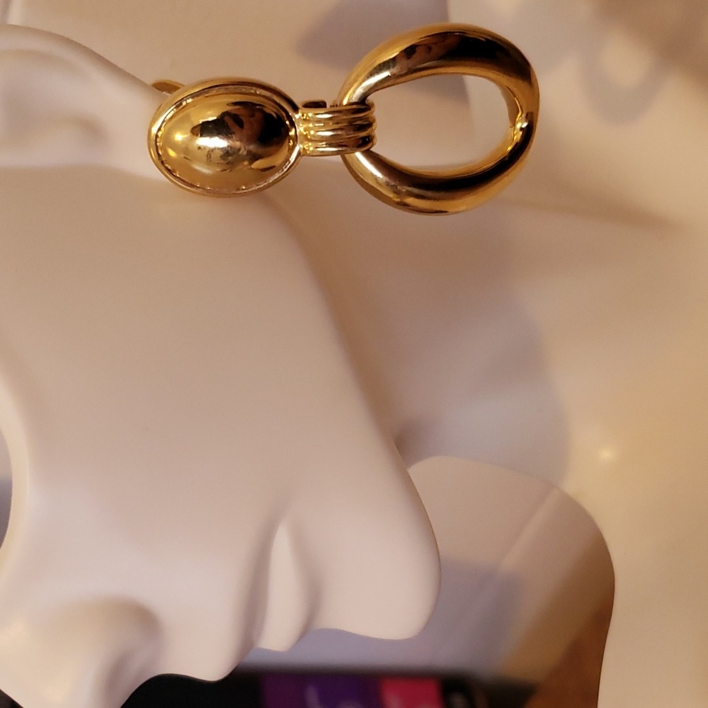 Retro Yves Saint Laurent gold tone pierced earrings